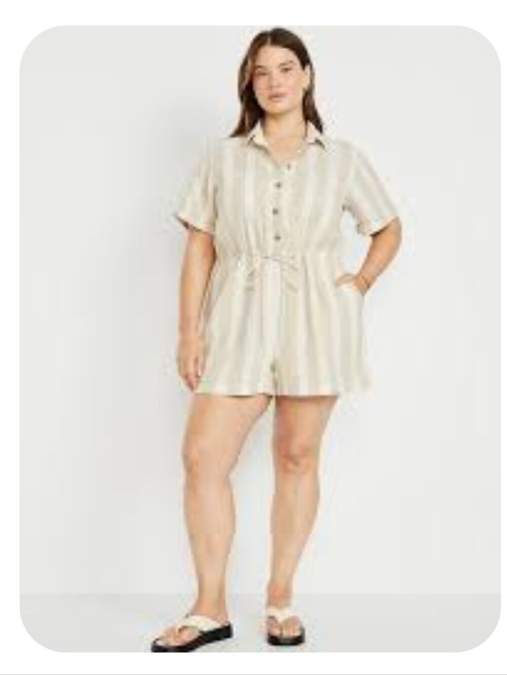 Old Navy NEW Plus Size 3x: Stripes 100% Cotton Button-Front Short Sleeve Romper